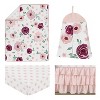 Sweet Jojo Designs Girl Baby Crib Bedding Set - Watercolor Floral Collection Burgundy and Pink 4pc - 2 of 4