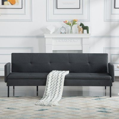 VYNXARIA 74.8inch Futon Sofa bed, can be converted to a fully functioning futon sleeper in few seconds,Dark Gray