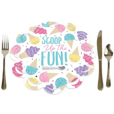 Big Dot of Happiness Scoop Up The Fun - Ice Cream - Sprinkles Party Round Table Decorations - Paper Chargers - Place Setting For 12