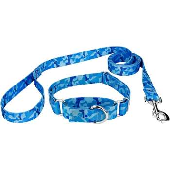 Country Brook Petz Blue Bone Camo Martingale Dog Collar and Leash (1 Inch, Medium)