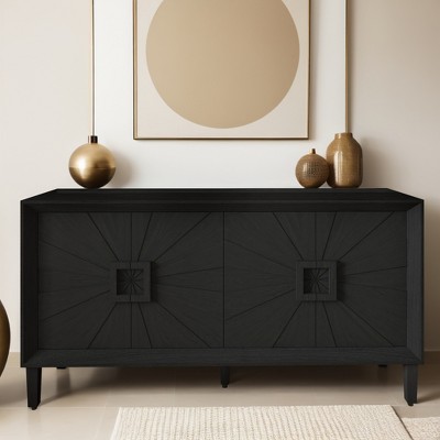 60'' Storage Cabinet with 4 Door,Heavy-Duty Antique Accent Cabinet with Adjustable Shelves - Leovsnove