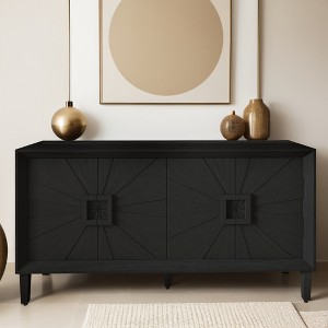 60'' Storage Cabinet with 4 Door,Heavy-Duty Antique Accent Cabinet with Adjustable Shelves - Leovsnove - 1 of 4