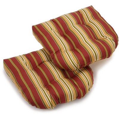 Blazing Needles, 19-inch U-Shaped Outdoor Spun Polyester Tufted Dining Chair Cushion (Set of 2)