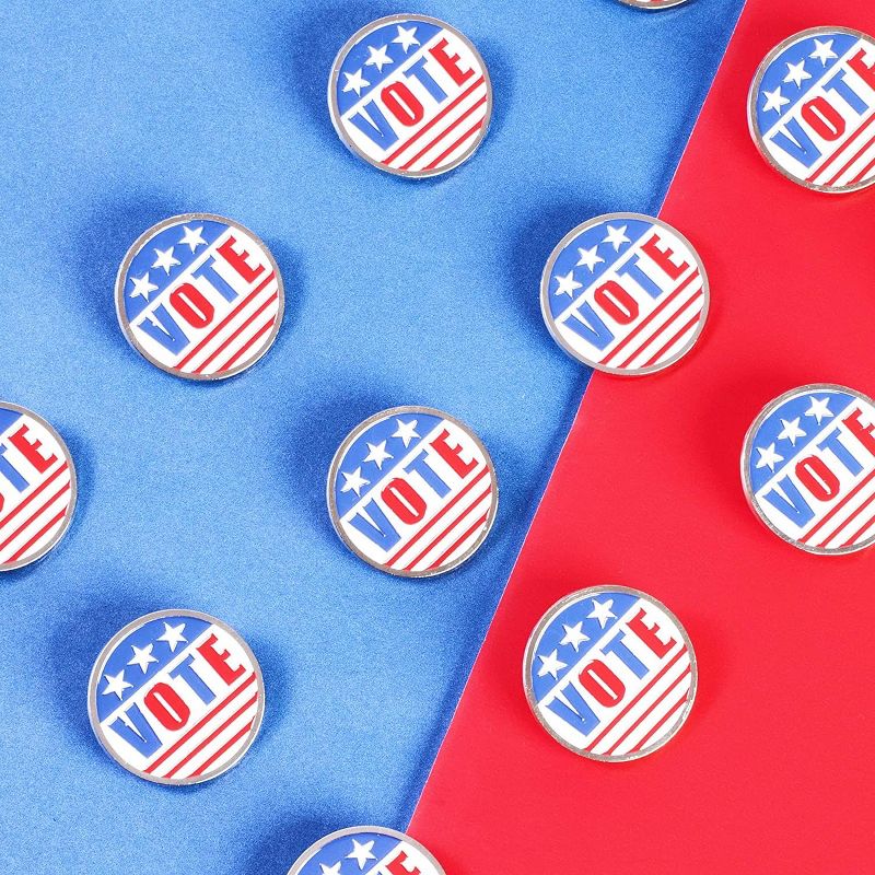 Juvale 12 Pack VOTE Enamel Lapel Pin Set, American Flag Brooch for Election Day, Patriotic Party Favors & Gifts, 2 of 5