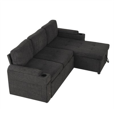 TiramisuBest 83.5" L-shaped Sofa Couch Convertible Sofa Bed Sectional Sofa with Ample Storage Space, Modular Sectional Sofa with Storage, Si