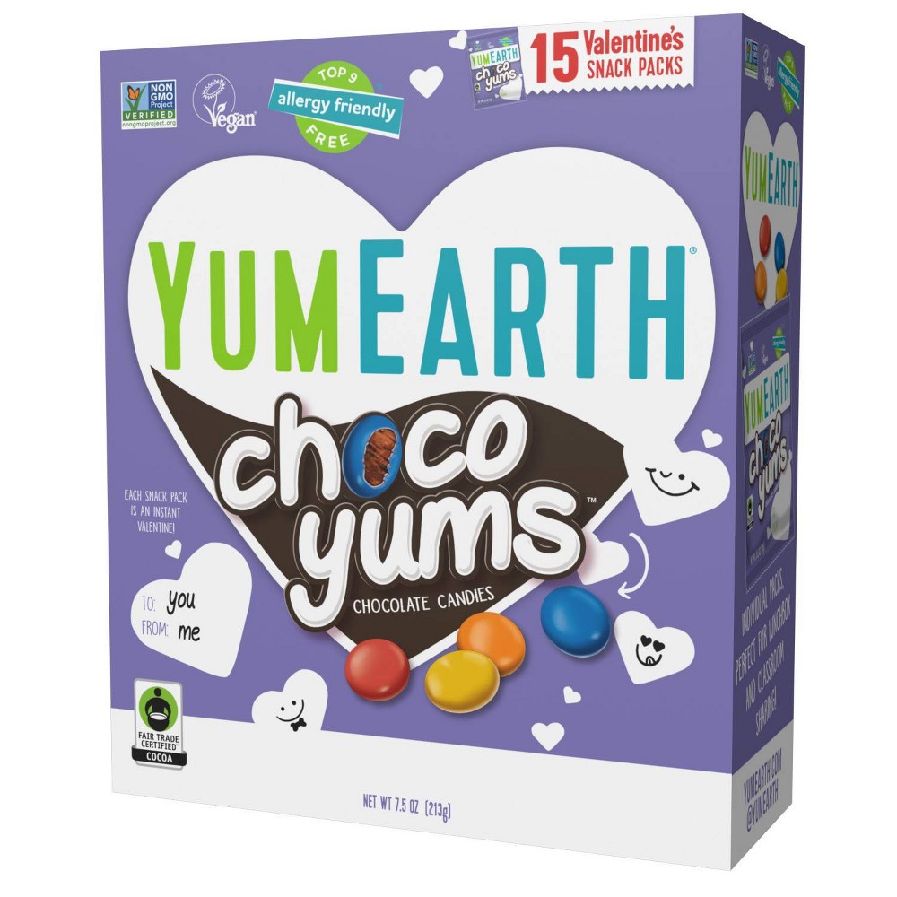 YumEarth Valentine's Classroom Exchange Organic Choco Yums Candy - 7.5oz/15ct