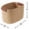 Ornavo Home 3 Pack Cotton Rope Shelf Storage Basket with Faux Leather Handles - 2 of 4