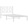vidaXL White Metal Single Bed Frame with Headboard - Modern Bedroom Furniture, Steel Guest Bed Frame for Superior Support, 81.5x41.3x35.8 in - 2 of 4