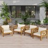Outdoor Acacia Wood Club Chairs Set of 2, Patio Armchairs with Cushions and Teak Finish for Porch, Deck or Garden – Koiai - 3 of 4