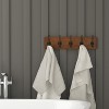 Merrick Lane 24 Inch Wall Mount Pine Wood Storage Rack with 5 Hanging Hooks, Entryway, Kitchen, Bathroom - 4 of 4