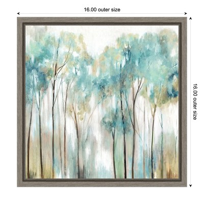 Teal and Beige Impressionist Forest Canvas Wall Art