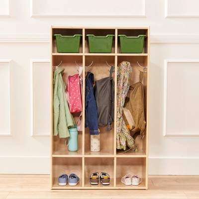 Natural Birch 48" 3-Section Coat Locker with Cubbies