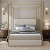 Polibi Modern Luxury Metal Canopy Bed with Corduroy Upholstered Tall Headboard - 2 of 4