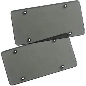 Zone Tech Clear Smoked Unbreakable License Plate Shields - 2-Pack Novelty/License Plate Clear Smoked Flat Thick Shields - 1 of 4