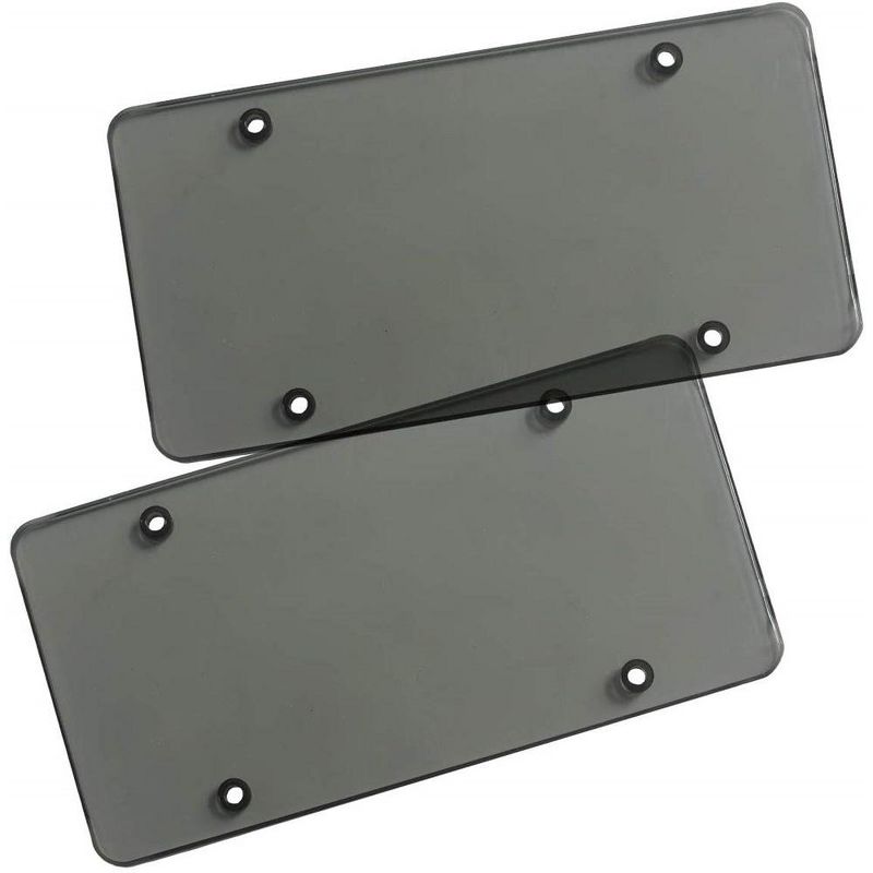Zone Tech Clear Smoked Unbreakable License Plate Shields - 2-Pack Novelty/License Plate Clear Smoked Flat Thick Shields, 1 of 8