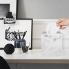 Marble White Resin Tissue Box Cover, 2-in-1 Square Holder for Facial Tissues & Toilet Paper Rolls - 2 of 4