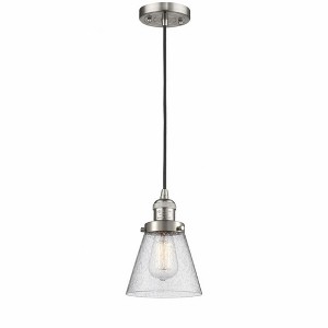Cone - 1 Light Cord Hung Mini Pendant In Industrial Style-8 Inches Tall and 6 Inches Wide - 1 of 2