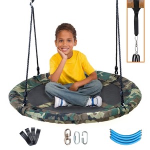 Clevr 40" Outdoor Saucer Kids Tree Tire Swing, Camo - 1 of 4