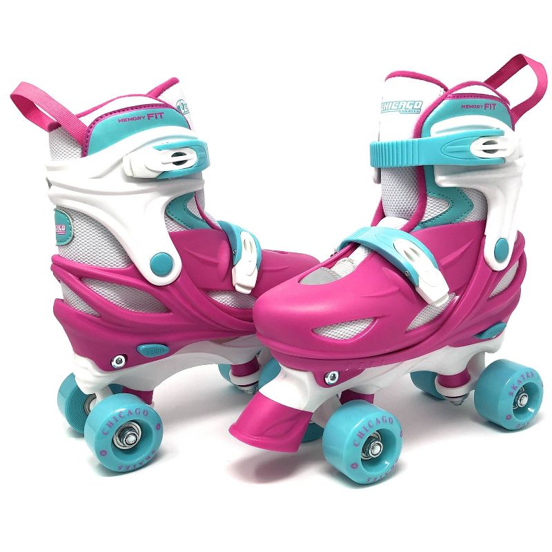 Chicago Skates Adjustable Kids' Quad Roller Skate - Pink/White, 1 of 7