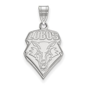 Black Bow Jewelry 14k White Gold New Mexico Lobos NCAA Large Pendant - 1 of 3