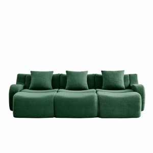 Aukfa Modular Teddy Fabric Sofa,Convertible Modular Sectional Sofa Set , 3-Seats with 1/2/3 Ottoman Soft Boneless Design for Living Room - 1 of 4