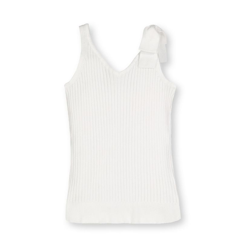 Hope & Henry Womens' V-Neck Rib Knit Tank with Bow, 5 of 7