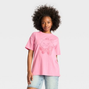 Women's Aristocats Marie Short Sleeve Graphic Oversized T-Shirt - Pink - 1 of 3