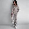 Mocamel Women's Solid color Zip-up Hooded Gown and Trousers Suit, Fall Casual Sporty - 2 of 4
