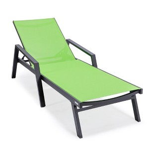 LeisureMod Marlin Patio Sling Chaise Lounge Chair With Arms in Black Aluminum - 1 of 4