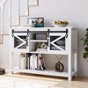 Farmhouse Entryway Table with Sliding Barn Doors, Sofa Table with Storage and Open Shelf - 2 of 4