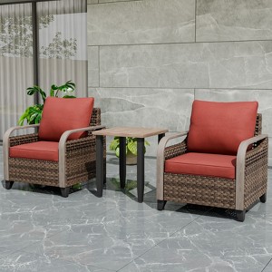 EAGLE PEAK Wicker Bistro Table and Chairs, Outdoor Bistro Set, Rattan Patio Furniture, Wicker Patio Chairs & Table, 3 Piece Set - 1 of 4
