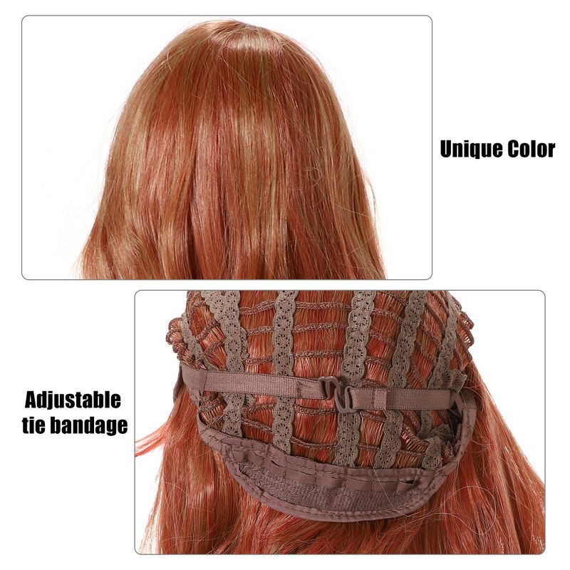 Unique Bargains Curly Women's Wigs 26" Orange Gradient Red with Wig Cap, 5 of 7