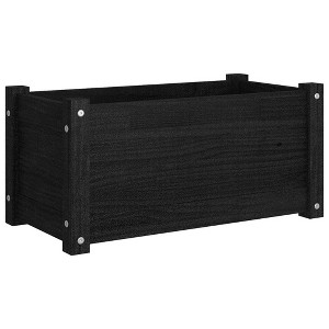 vidaXL Solid Wood Garden Planter, Weather-Resistant and Durable Outdoor Flower Box, Spacious 23.6"x12.2"x12.2", Rectangular Shape, Black Color - 1 of 4