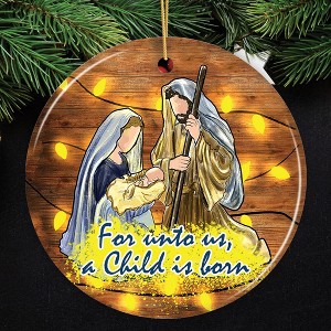 Festive Nativity Ornament with Jesus and Mary Birth of Christ Iconography| OrnamentallyYou - 1 of 4