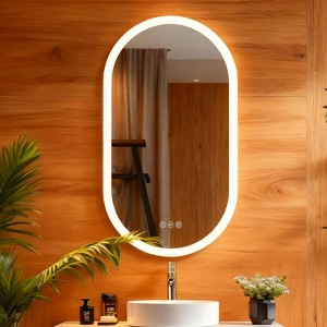 ARTLOGE Large LED Oval Mirror for Bathroom Wall-Mounted Vanity Mirror for Dressing Room - 1 of 4
