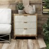 JIONJOY 3-Drawer Farmhouse Nightstand - Fully Assembled Black Dresser with Wood Ring Motif, Solid Wood & MDF - 2 of 4