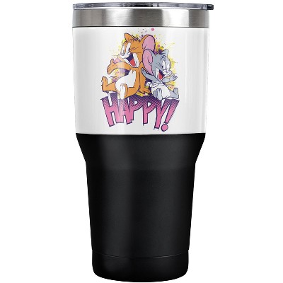 Tom And Jerry Jerry And Nibbles Happy! Steel Tumbler 30oz Coffee Travel Mug