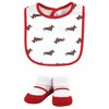 Hudson Baby Infant Girl Cotton Bib and Sock Set, Bonjour, One Size - 4 of 4