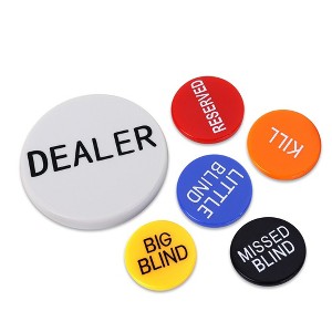 GSE Casino Texas Hold'em Poker Dealer, Little Blind, Big Blind, Missed Blind, Kill, Reserved Buttons - 1 of 4