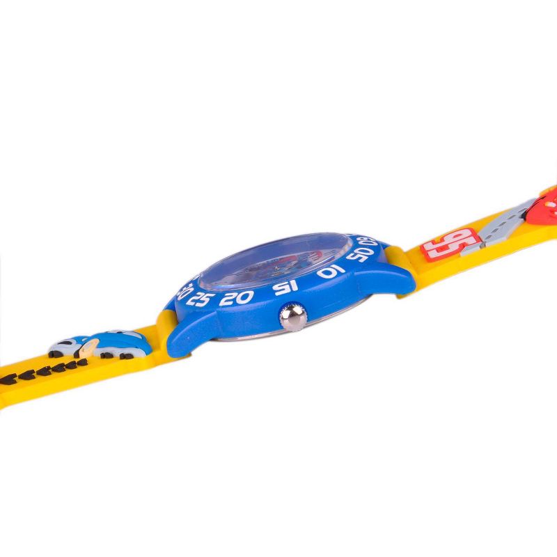 Boys&#39; Disney Cars Blue Plastic Time Teacher with 3D Strap Watch- Yellow, 5 of 6