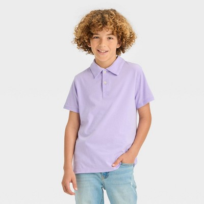 Boys' Short Sleeve Washed Polo Shirt - Cat & Jack™ Purple L : Target