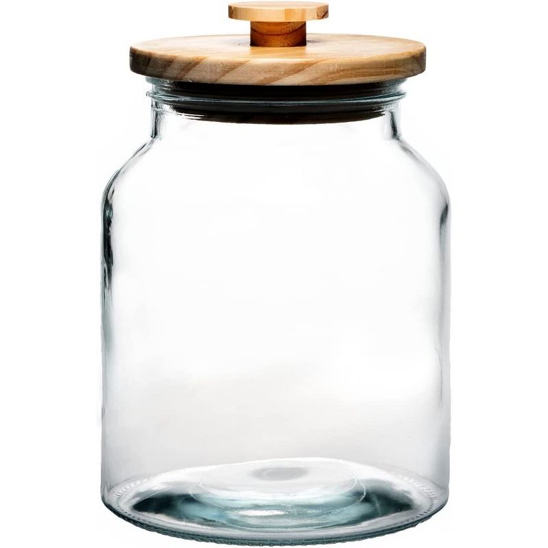 Amici Home Denali Clear Glass Canister, Food Storage Jar with Airtight Wood Lid with Handle, Set of 4 ,60, 76, 96, and 132 Ounce, 3 of 6