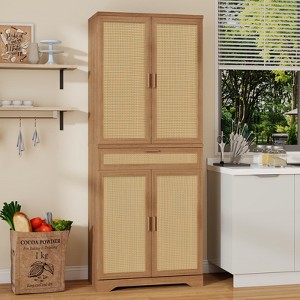 Rattan Freestanding Storage Cabient Tall Cupboard - 1 of 4