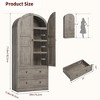 72" Tall Arched Kitchen Pantry Storage Cabinet, Modern Farmhouse Storage Cabinets with 2 Doors & Drawers - 2 of 4