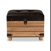 Baxton Studio Edmund Rustic Faux Leather Upholstered and Wood Storage Ottoman Dark Brown/Oak Brown: Wool Interior, No Assembly Required - 3 of 4