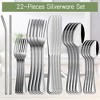 22-Piece Silverware Set– Contemporary Stainless Steel Flatware with Polished Mirror Finish, Includes 4 Place Settings & Serving Pieces - 2 of 4