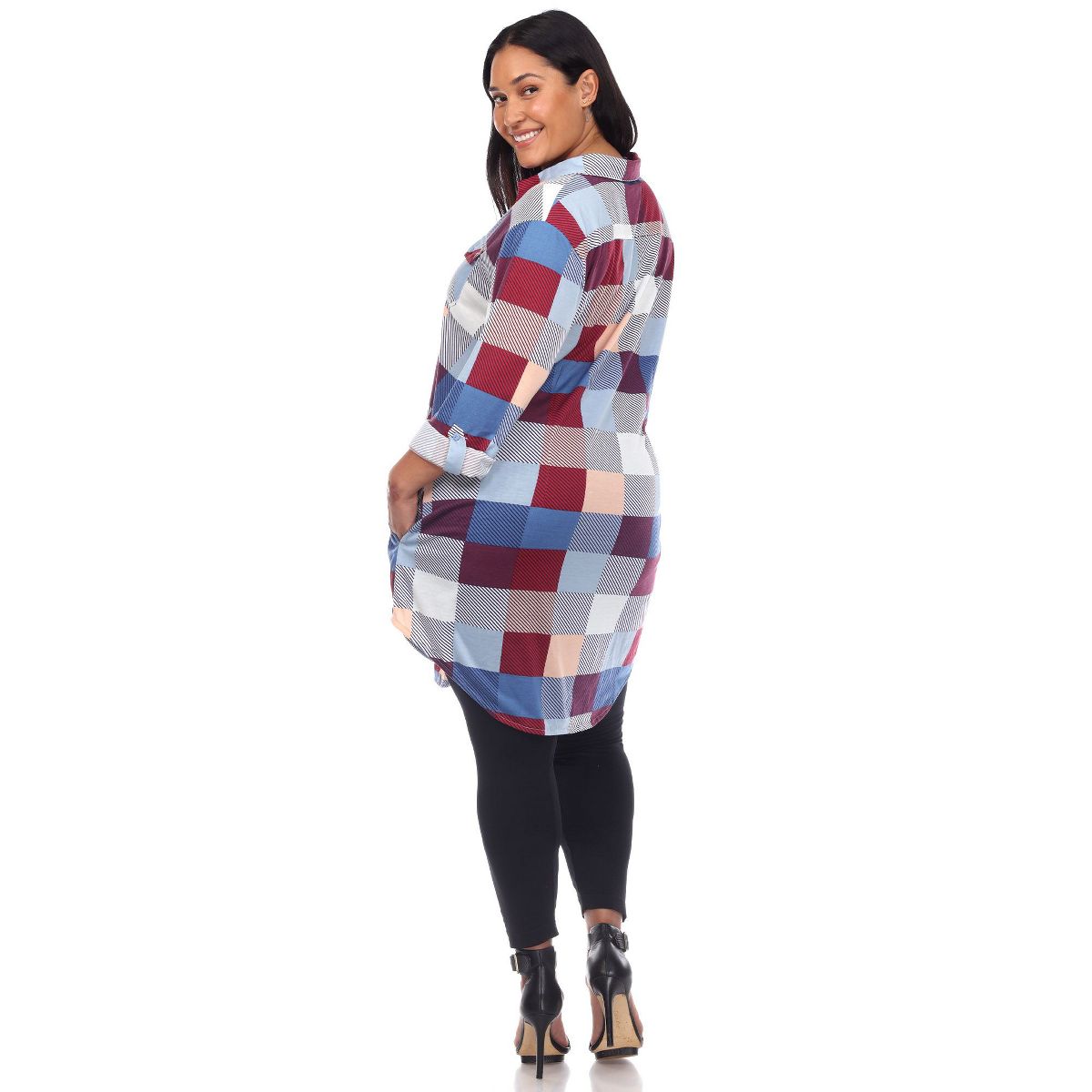 Plus Size Plaid Tunic Shirt - White Mark - thumbnail 9