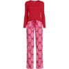 Lands' End Women's Pajama Set Knit Long Sleeve T-Shirt and Flannel Pants - 3 of 3