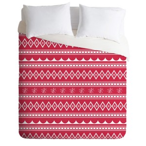 Red CraftBelly Retro Holiday Duvet Cover Set (Queen) - Deny Designs, Size: Full/Queen