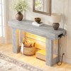 Aheaplus 63'' Farmhouse Console Table with Power Outlets and Light, Wood Narrow Entryway Table - 2 of 4